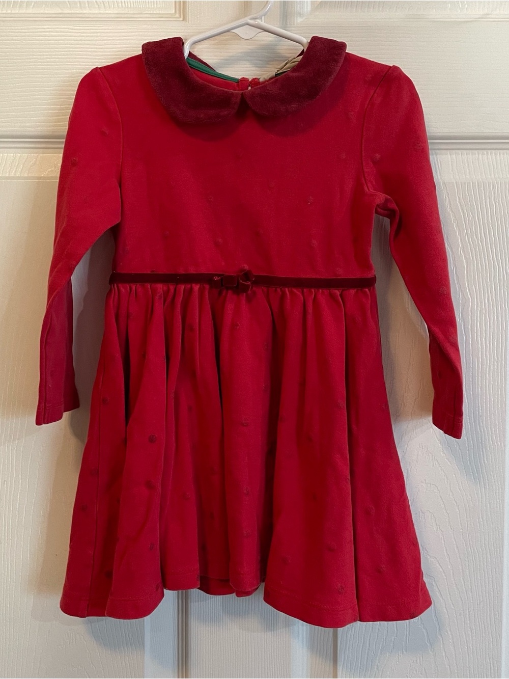 Mini Boden Collared Twirly Dress 3-4Y Rockabilly Red Confetti Spot Velvet